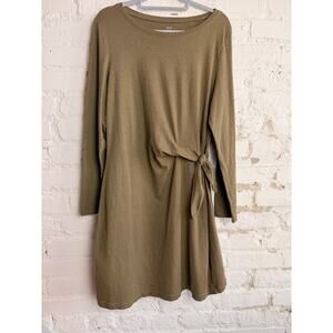 Aerie Olive Green Long Sleeve Tie Waist Dress XL Casual Soft Knit